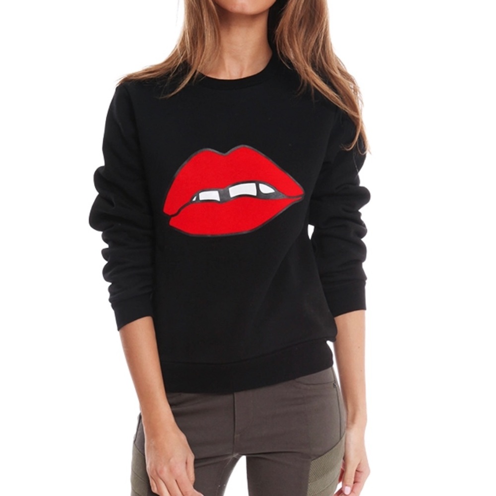 American Retro Womens Kiss Sweater Black Small NEW